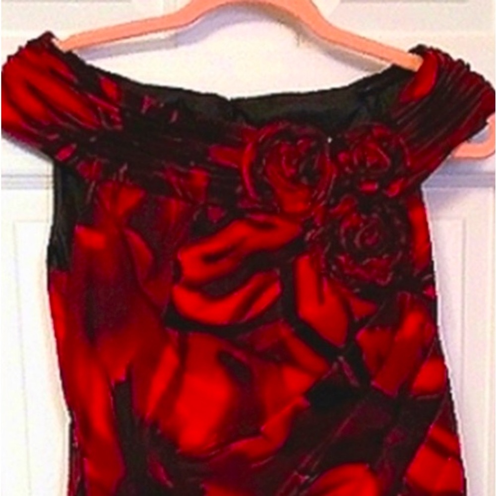 Adrianna Papell Dress New with tags size 14 Rose embellishments and pattern.